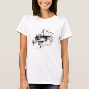 Elegant Abstract Piano Sketch T-Shirt