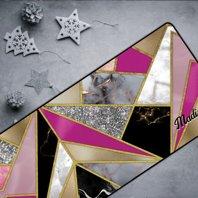Elegant abstract pink black geometric desk mat (Creator Uploaded)