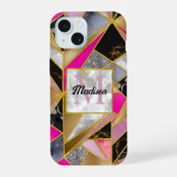 Elegant abstract pink black geometric