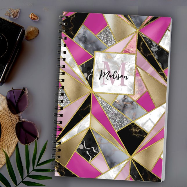 Elegant abstract pink black geometric notebook (Creator Uploaded)