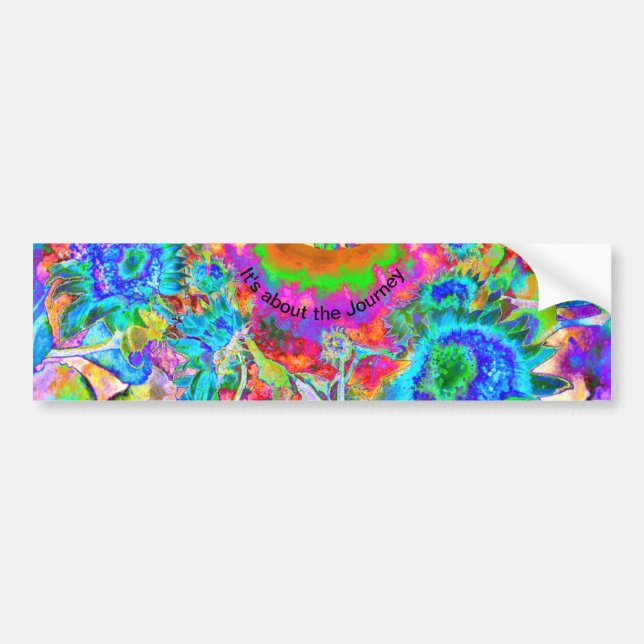 Elegant abstract pink blue flowers garden  bumper sticker (Front)