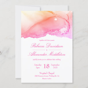 Elegant Abstract Pink Gold Wedding Invitation