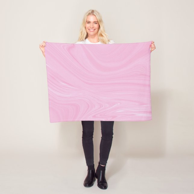 Elegant Abstract Pink Liquid Marble Artwork | Fleece Blanket (In Situ)