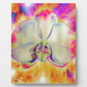 Elegant abstract retro watercolor pink orchid plaque