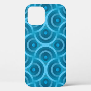 Elegant abstract ripple seamless Vintage blue back iPhone 12 Case