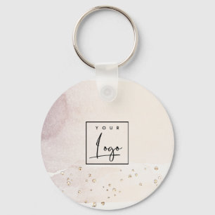 Elegant Abstract Rose Gold Purple Watercolor Logo Key Ring