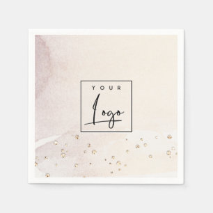 Elegant Abstract Rose Gold Purple Watercolor Logo Napkin
