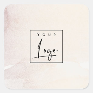 Elegant Abstract Rose Gold Purple Watercolor Logo Square Sticker