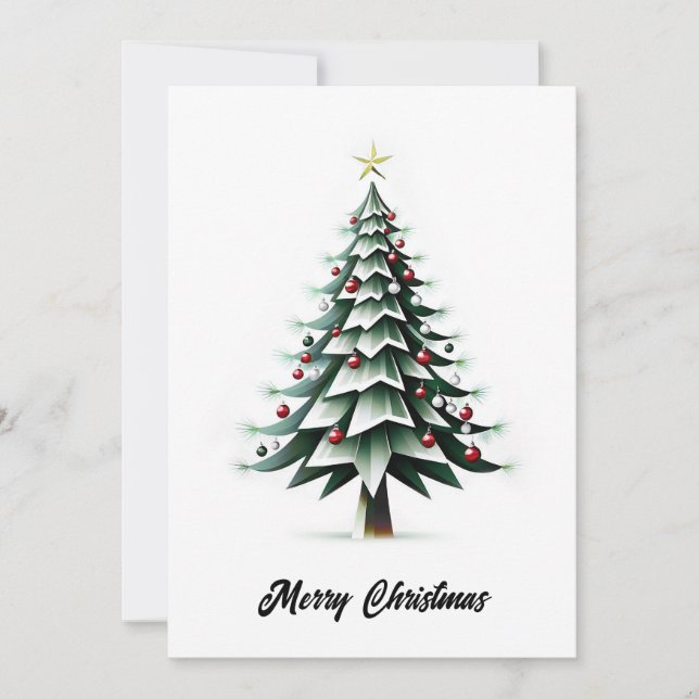 Elegant Abstract Simple Minimalist Christmas Tree  Holiday Card (Front)