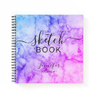 Elegant Abstract Sketchbook Name Script Marble