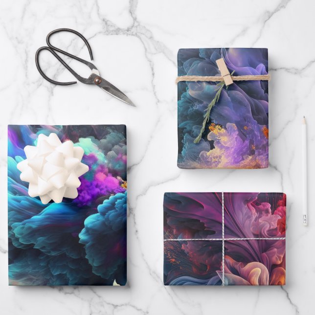 Elegant Abstract Smoke Art Gift Wrapping Paper Sheet (Front)