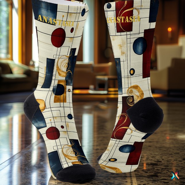 Elegant Abstract Socks with Retro Geometric Charm (Creator Uploaded)