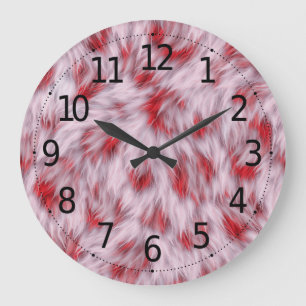 Elegant Abstract Soft Fluffy Fur Pattern Large Clock