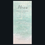 Elegant abstract sparkling ocean beach wedding menu<br><div class="desc">Romantic coastal themed wedding menus feature beautiful turquoise abstract watercolor sparkling ocean wave and beach background,  toped with stylish script and elegant font event details,  modern and simple,  great for sand beach wedding,  tropical destination wedding,  coastal ocean themed wedding. 
See all the matching pieces in collection.</div>