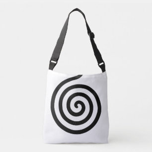 Elegant Abstract Spiral Circle in Black & White Cr Crossbody Bag