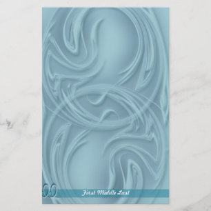 Elegant Abstract Strokes Over Blue Personalised Stationery