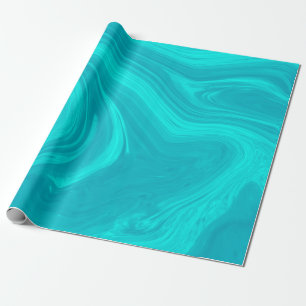 Elegant Abstract Teal Liquid Marble Artwork Wrapping Paper