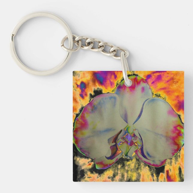 Elegant abstract tropical floral key ring (Front)