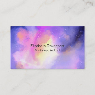 Elegant Abstract Watercolor Makeup Artist Business Card