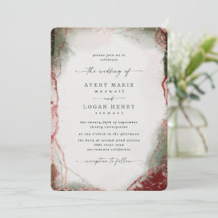 Elegant Abstract Watercolor Terra Rosa Wedding Invitation