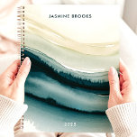 Elegant Abstract Watercolor Waves Custom Name Planner<br><div class="desc">This stunning design features elegant watercolor waves in rich shades of deep teal, blue, and soft beige, creating a serene and artistic look. The personalised name and year add a refined and unique touch, perfect for professionals, students, or anyone who appreciates modern art-inspired designs. Ideal for organising tasks, journalling, or...</div>