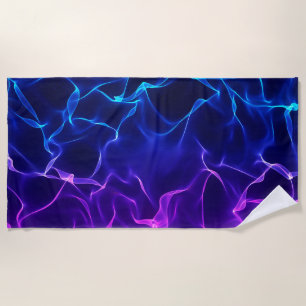 Elegant Abstract Waves -blue and purple- Beach Towel