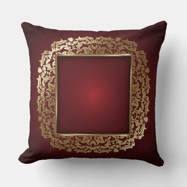 Elegant Abstract Wine And Gold Cushion (Front)