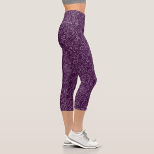 Elegant Abstract Wine Capri Leggings