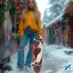 Elegant Abstract with Organic Shapes and Deep Tone Skateboard