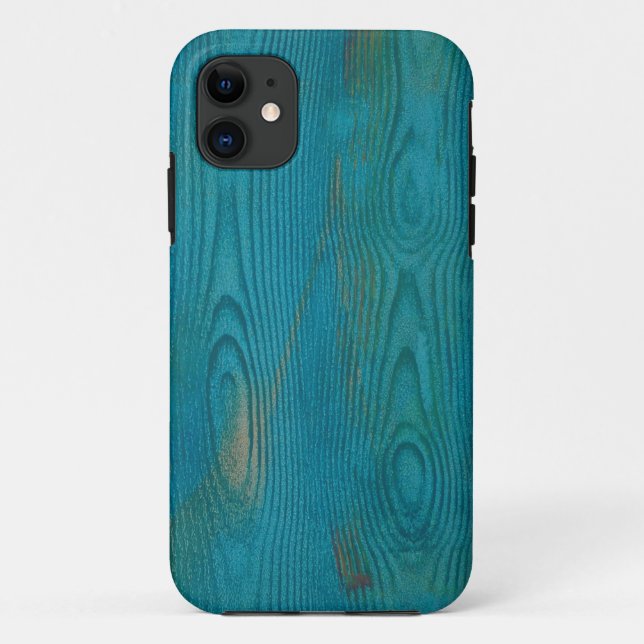Elegant Abstract Wood grain Texture Teal blue Case-Mate iPhone Case (Back)