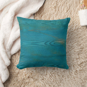 Elegant Abstract Wood grain Texture Teal blue Cushion