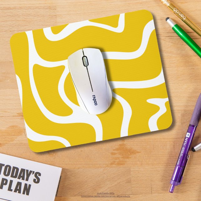 Elegant abstract  yellow and white contemporary mouse pad (Creator Uploaded)
