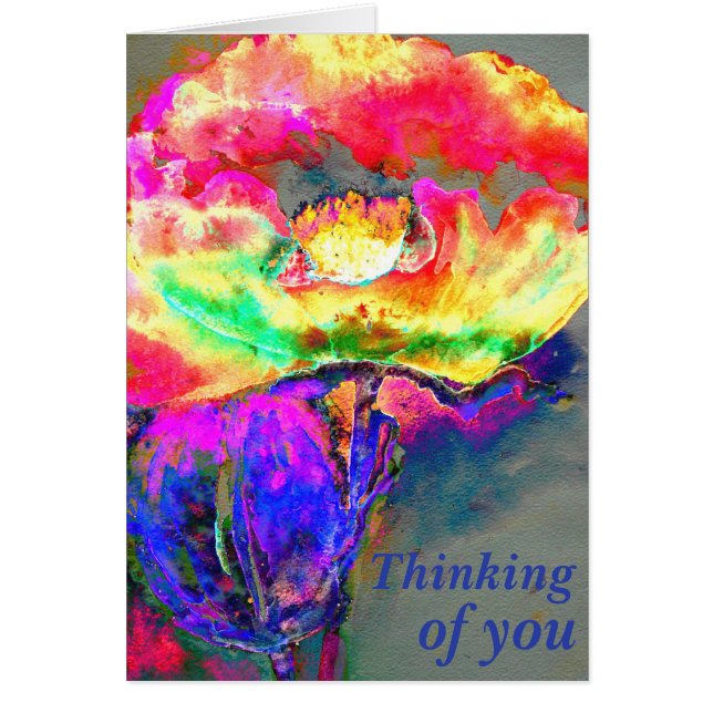 Elegant abstract yellow pink floral flower poppy (Front)