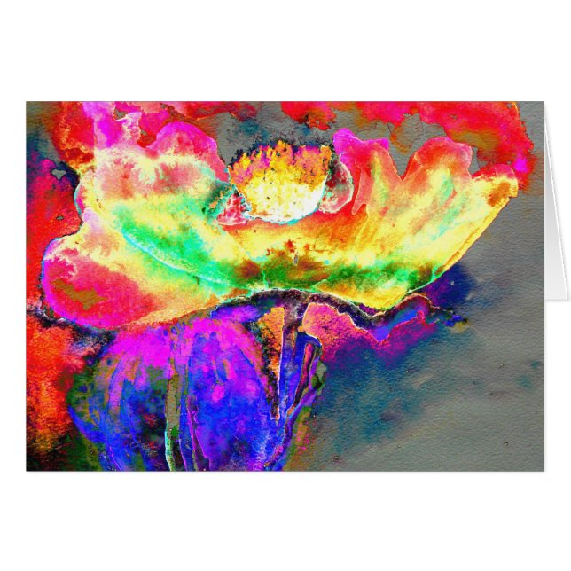 Elegant abstract yellow pink floral flower poppy (Front Horizontal)