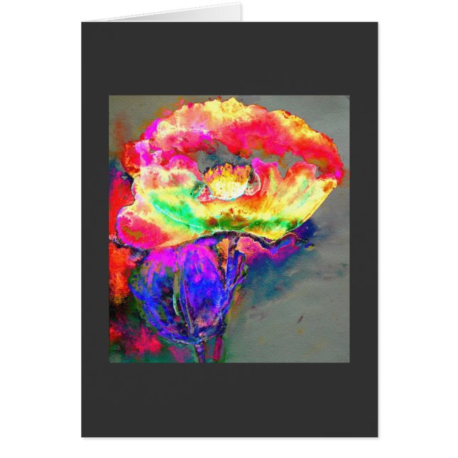 Elegant abstract yellow pink floral flower poppy (Front)