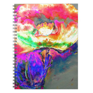 Elegant abstract yellow pink floral flower poppy notebook