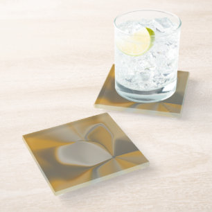 Elegant Abstract Yellow White Petal Corner Floral Glass Coaster