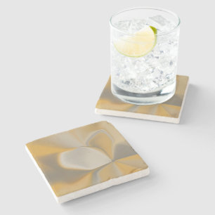 Elegant Abstract Yellow White Petal Corner Floral Stone Coaster