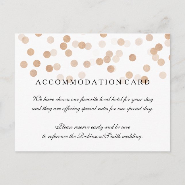 Elegant Accommodation Copper Foil Glitter Lights Postcard (Front)