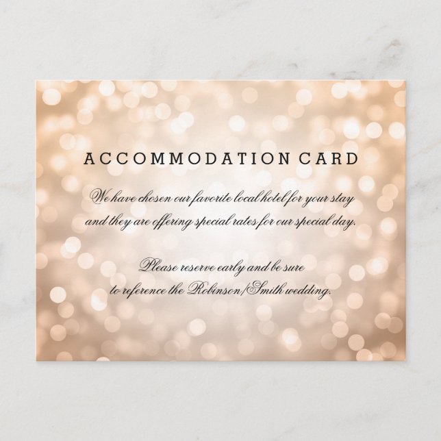 Elegant Accommodation Copper Glitter Lights Postcard (Front)