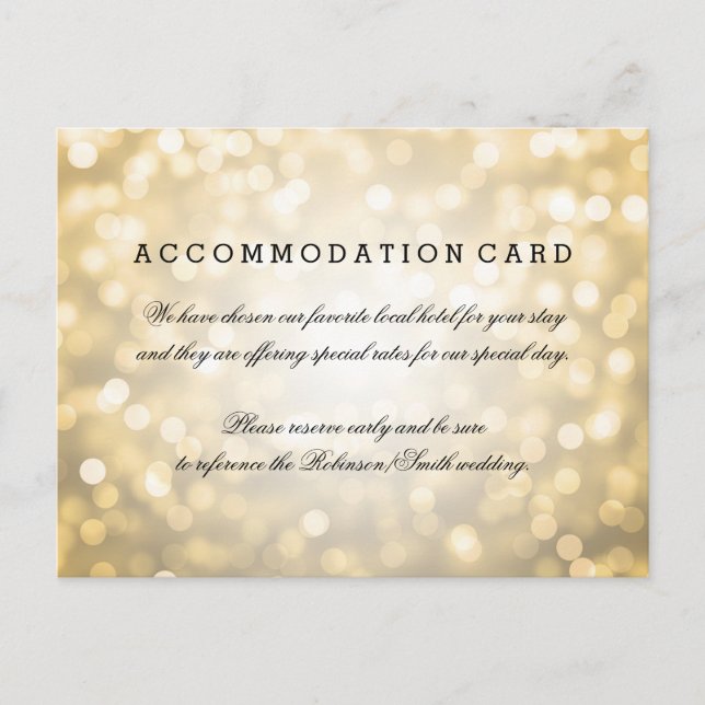 Elegant Accommodation Gold Glitter Lights Postcard (Front)
