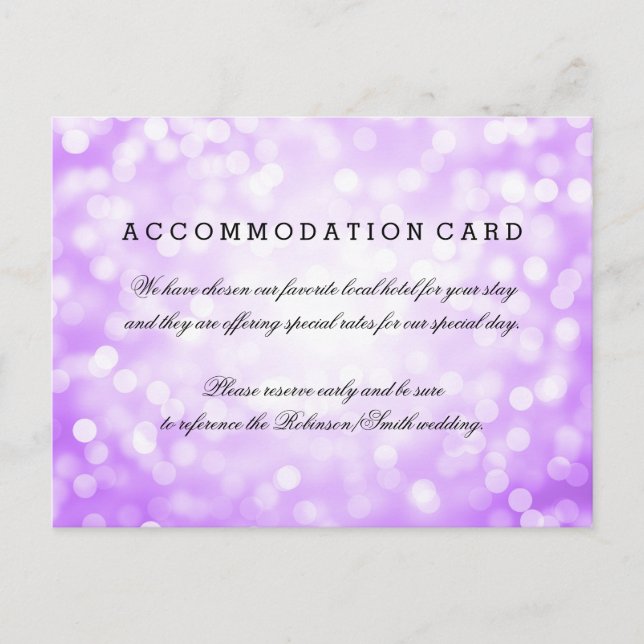 Elegant Accommodation Purple Glitter Lights Postcard (Front)