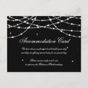 Elegant Accommodation Sparkling String Black Postcard
