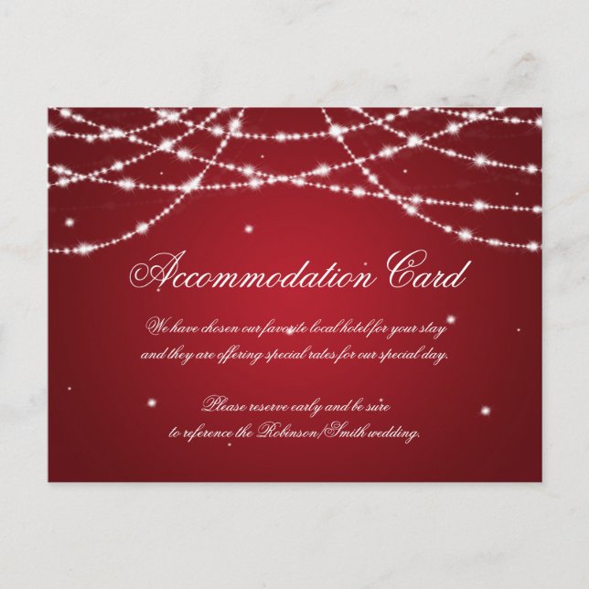 Elegant Accommodation Sparkling String Red Postcard (Front)