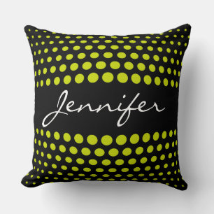 Elegant Acid Green Polka Dots Pattern Cushion