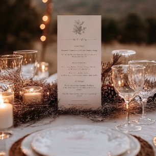 Elegant Acorn & Pinecone Script Fall Wedding Menu