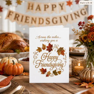 Elegant Across Miles Happy Friendsgiving Greeting Holiday Card