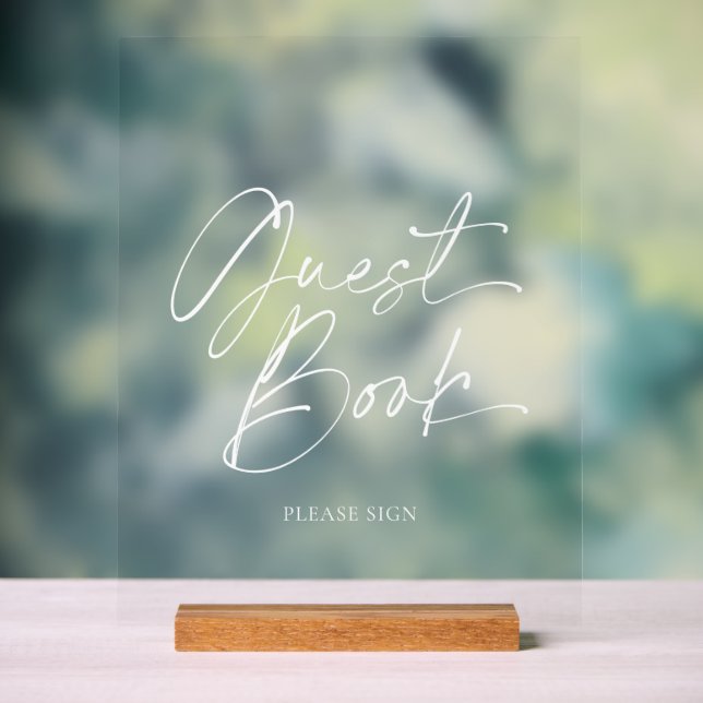 Elegant Acrylic Guest Book Sign (Neutral)