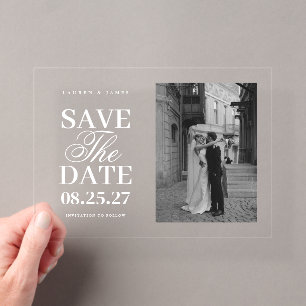 Elegant Acrylic Photo Modern Wedding Save the Date Invitations