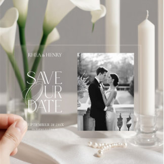 Elegant Acrylic Save the Date Photo Wedding Invitations